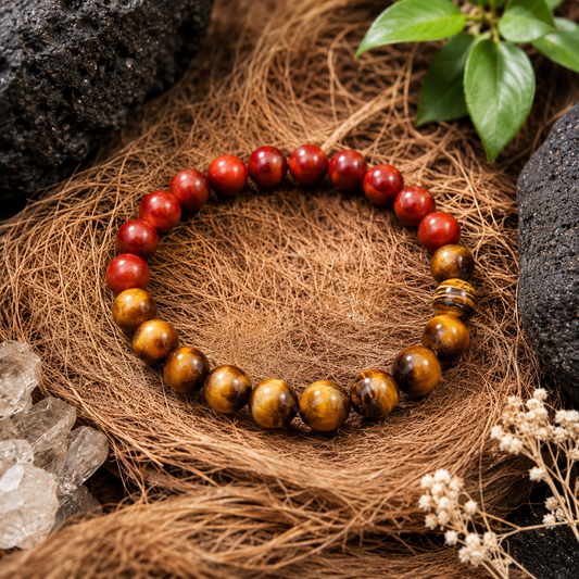 RIAS Fierce – Tiger Eye & Red Jasper Bracelet for Strength & Stability
