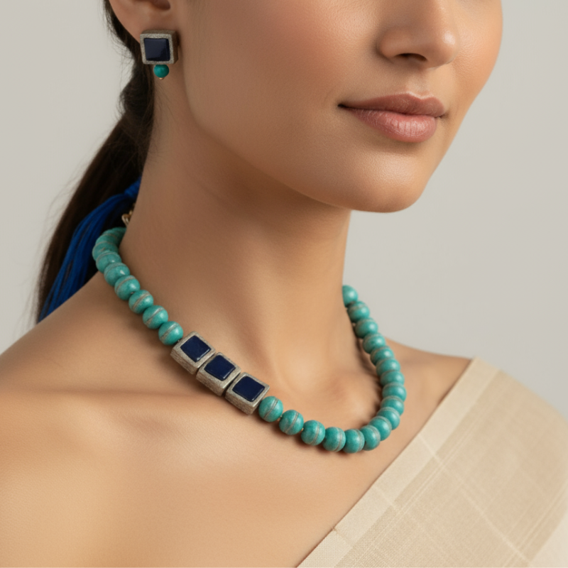Ocean Edge – Handcrafted Terracotta Jewelry Set