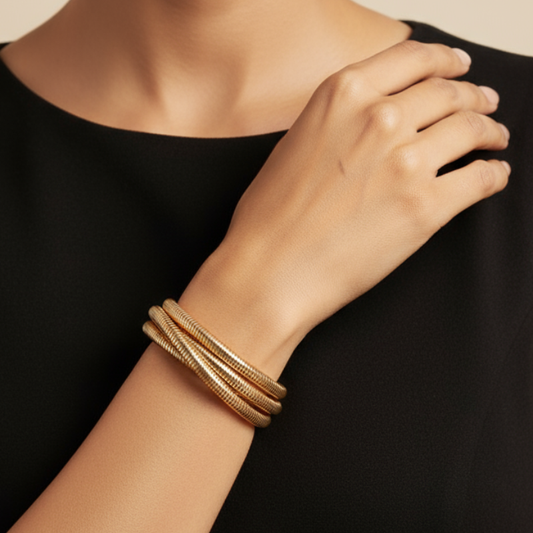 Gold-Tone Multi-Layer Cuff Bracelet – Bold Statement Jewelry for Women