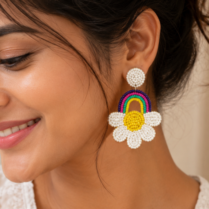 Color Pop Rainbow Daisy Earrings