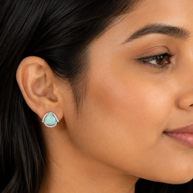 Aqua Grace Sterling Silver Stud Earrings