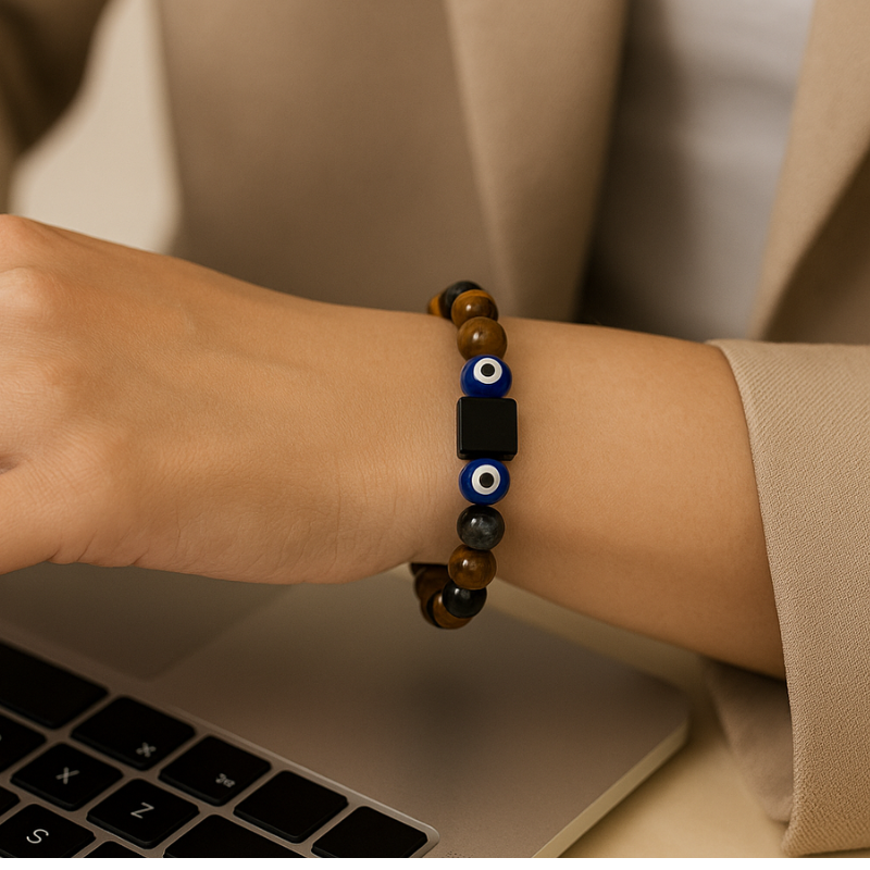 tiger eye protection bracelet with evil eye natural stone jewelry