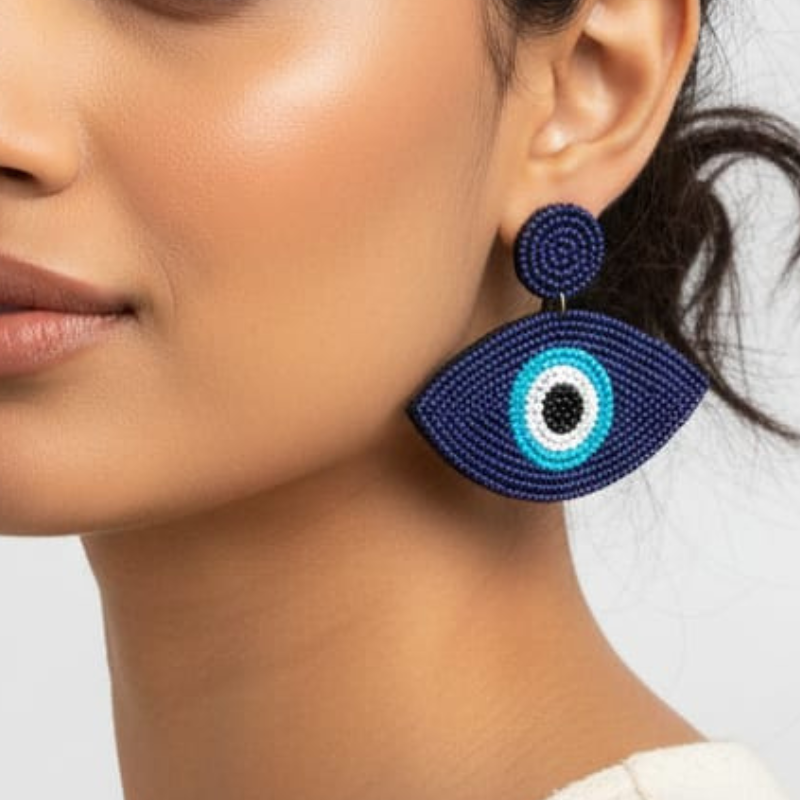 Graphic Evil Eye Pop Drops – Navy/Teal
