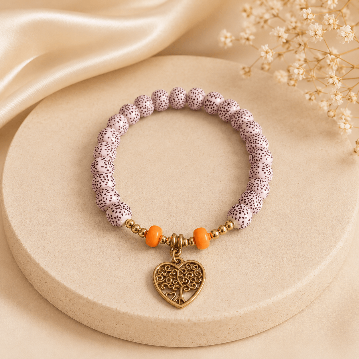 Color Pop Ivory Speckle Tree of Life Bracelet
