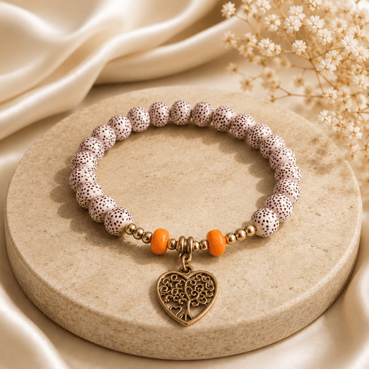 Color Pop Ivory Speckle Tree of Life Bracelet