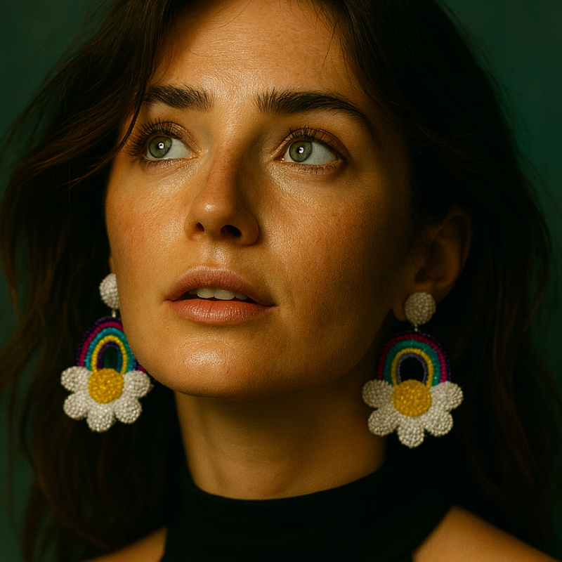 Rainbow Daisy Beaded Earrings