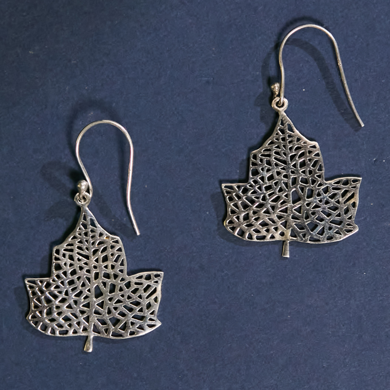 Leaf Silver Drop Earrings in 925 Sterling Silver | Nature Inspired Silver Jewelry