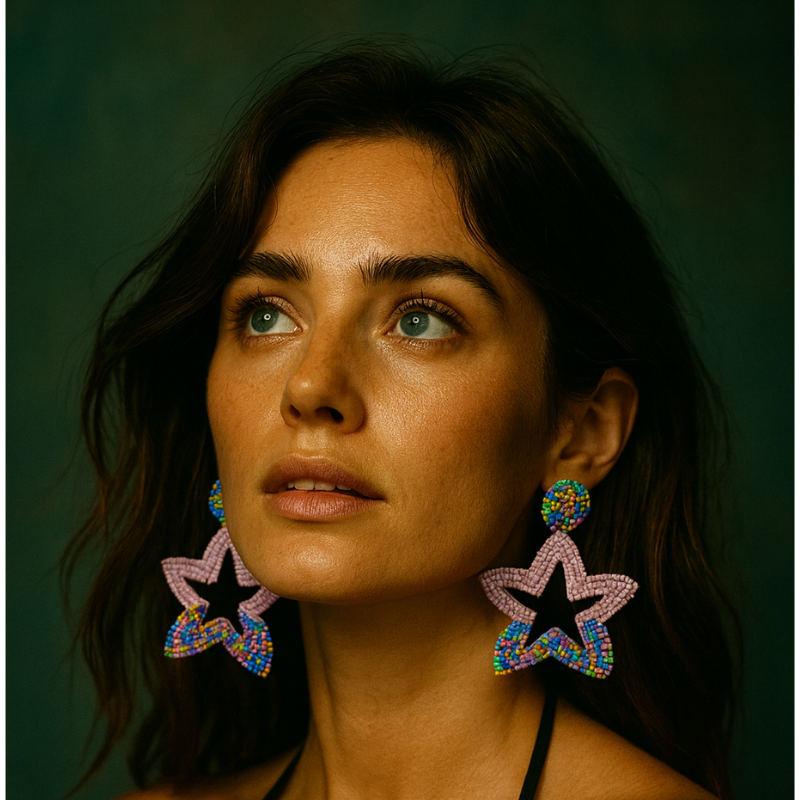 Pastel Star Beaded Earrings – Statement Fun Jewelry