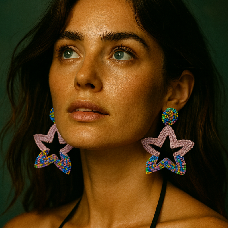Pastel Star Beaded Earrings – Statement Fun Jewelry