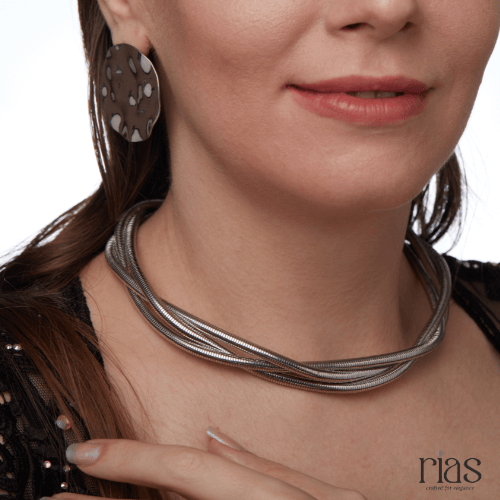 Silver-Tone Multi-Layer Mesh Choker Necklace